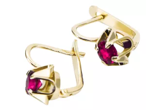 Rubí Oro amarillo de 14 quilates Pendientes Artesanía vintage vec018y